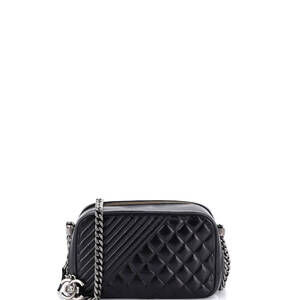 Chanel Small Coco Boy Camera Bag Quilted Leather
